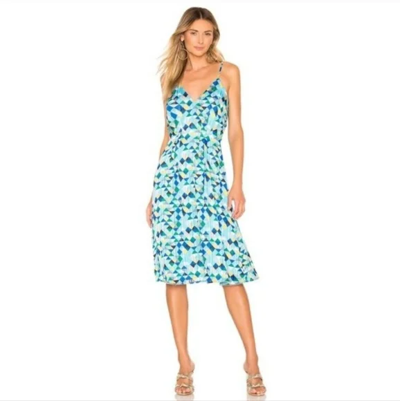 house of harlow blue and white dress Blue and White Midi Hillsborough Dress